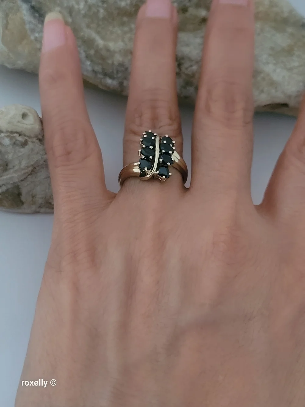 10K Yellow Gold Blue Sapphires Gemstones Ring Size 7 - Solid Gold 👌🎁
